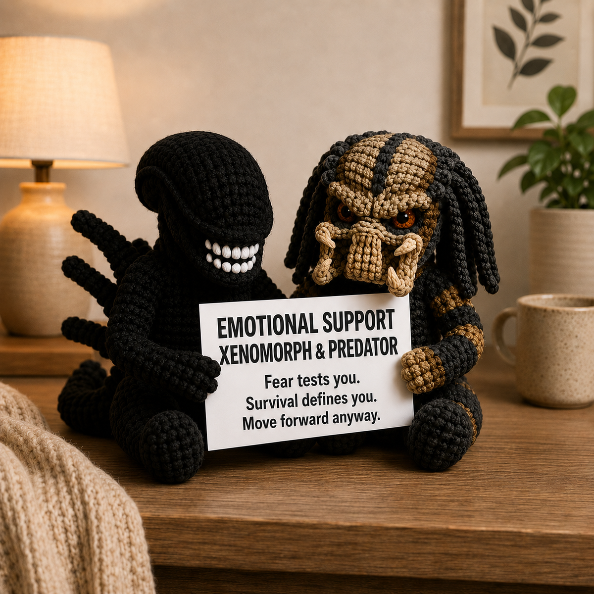 Emotional Support Xenomorph & Predator Duo – Survival Defines You